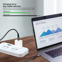 Câble USB4 tressé OEM ODM 240W 40 Gbit/s, transfert de données haute vitesse, vidéo 5K double 4K, Type C vers C pour Thunderbolt 4 MacBook, vente en gros