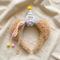 Serre-tête en tissu peluche Ours mignon pour fête d'anniversaire, Série coréenne pour femme, 25x25cm, Haute Qualité, Style Doux