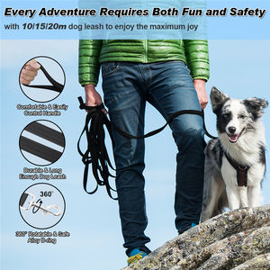 <span class=keywords><strong>Long</strong></span> Obedience Recall Pet <span class=keywords><strong>Dog</strong></span> Training Lead 6/15/20/30/50/100ft Collar Correa Fácil de usar Correa para perros de materiales de cuerda duraderos - Product Image 5