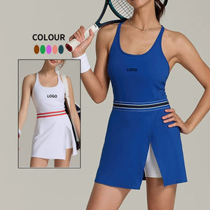 Benutzer definierte Kontrast Taille ärmellose Sporthalle tragen Golf Rock Frauen einteiliges Tennis kleid mit kurzer Tasche - Product Image 1