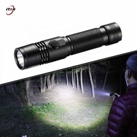 Lampe torche LED rechargeable USB-C personnalisée, portée 500 m, 1200 lumens, indice IP66, batterie 18650, interrupteur à bouton, alliage d'aluminium XM-L2