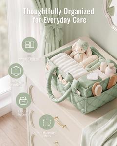 Organisateur de couches pour bébé, panier de rangement pour chambre d'enfant fille ou garçon, sac de transport portable pour table à langer et voyage en voiture - Product Image 3