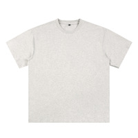 Kaos Unisex 305g 100% Katun Rajut Tebal Vintage Longgar Polos Warna Solid Bernapas Antibakteri Logo Kustom
