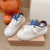 Baskets blanches à plateforme pour femme, style designer, de haute qualité, à double lacet, en cuir, décontractées, pour la marche quotidienne