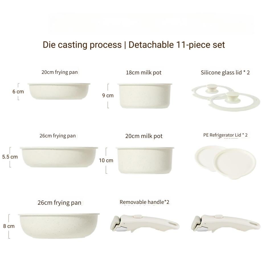juego de utensilios de cocina blanco de 11 piezas