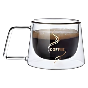 180ml 6oz Sans Plomb Chaleur Résistant Au Froid Borosilicate Isolé Café Espresso Tasse <span class=keywords><strong>Double</strong></span> Couche Tasses En <span class=keywords><strong>Verre</strong></span> Avec Poignée - Product Image 5