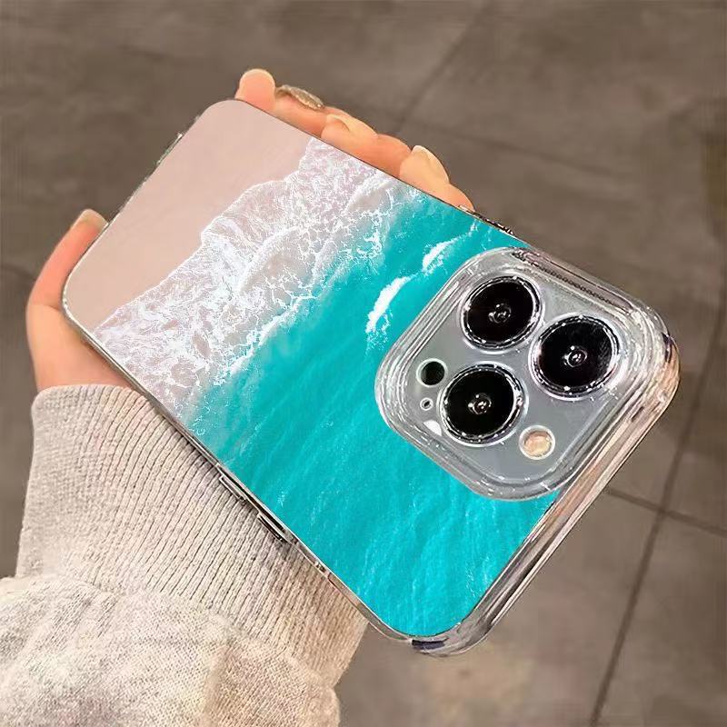 Sea Water Sand Beach Printing Shockproof Space TPU Mobile Phone Cover Case  for Iphone 8 X