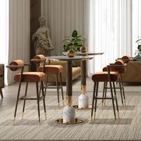 Tabouret de bar haut en bois massif et métal, style nordique de luxe, design minimaliste, pour usage commercial (bar/restaurant), non pliable