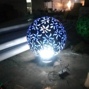 Stainless Steel Hollow Sphere <b>Landscape</b> Light Ball With Leaf Pattern Outdoor Decorative <b>Lighting</b> - Product Image 1