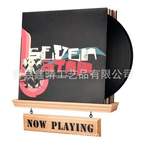 Wooden record display rack, <b>vinyl</b> record holder, American style record shelf, solid wood <b>wall</b>-mounted storage rack - Product Image 3