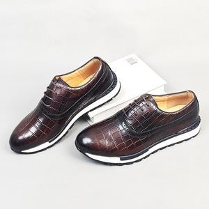 Men Genuine Leather Oxfords <b>Round</b> Toe Lace-up <b>Cushioned</b> Office Career Dress Shoes All Seasons Rubber Outsole - Product Image 2