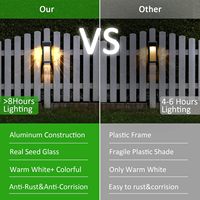 ESRA 57A ARMXY Lampes solaires LED d'extérieur pour clôture et mur, allumage/extinction automatique, étanches IP44, lumière chaude, batterie rechargeable incluse