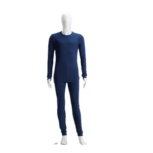 Hochleistungs-Strick-Thermo-Blau-Langarm-Unterwäsche sets aus Polypropylen-Stapel faser für Männer