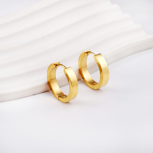 Aros de Oro, Chapados en Oro, de Acero Inoxidable, Unisex, Diseño Redondo Minimalista, Joyería de Moda - Product Image 1