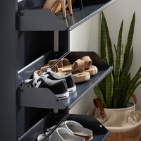 Mueble Zapatero Popular de 5 Puertas para el Hogar, Diseño para Recibidor, Estantes de Exhibición
