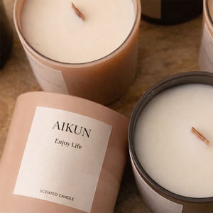 AIKUN Custom Clear Heavy Base Minimalist Scented Candle Glass Container Holder for Hotel Room Fragrance Wholesale - Product Image 5