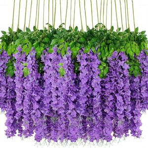 Flores Artificiales de Glicinia, Guirnalda Colgante de Glicinia Artificial de 3.6 Pies, Color Morado, Flores de <span class=keywords><strong>Seda</strong></span> para Decoración de Bodas y Fiestas - Product Image 1
