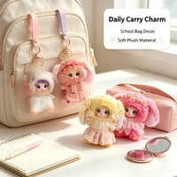 Porte-clés en peluche Kawaii avec yeux rotatifs et jupe en dentelle, breloque de sac en coton, rembourrage en coton PP, unisexe