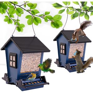 Premium metallo esterno appeso Wild Bird Feeder a prova di scoiattolo grandi posatoi bilaterali attivati dal peso per birdwatching nel cortile - Product Image 1