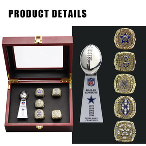 Anillo de Campeonato de Fútbol Americano NFL Personalizado para Jóvenes, Estilo Clásico, de Aleación con Piedra Natural, Pulido, de los Dallas Cowboys - Product Image 5