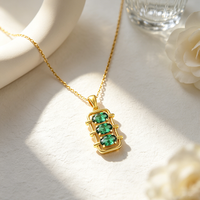 Collier en argent sterling 925 avec pendentif en zircon vert de style coréen, design tendance Moyu Jewelry
