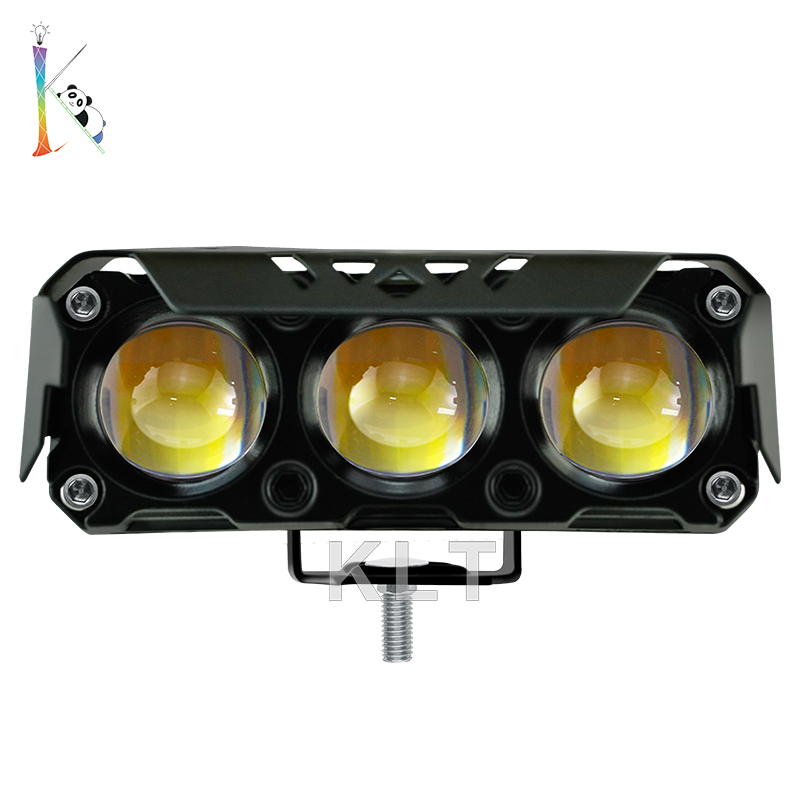 3 Lens Aluminum Front LED Motorcycle Spotlight Work Light Mini Auxiliary Headlight Double White Yellow Colors Driving Lights