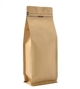 Factory Sale Custom Packing Printed Logo Resealable Zipper Smell Proof Foil Lining Brown Kraft Paper Snack Tea Coffee Bag