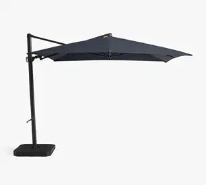 AJUNION payung kantilever aluminium ukuran besar payung luar ruangan restoran komersial dengan alas