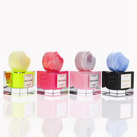 Flacon de parfum de luxe personnalisé en verre avec peinture intérieure rose, flacon vaporisateur de parfum à sertir 50 ml, flacon cubique avec capuchon en résine rose