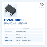 Transistor MOSFET à canal N 60V 2.7A SOT-23, niveau logique, faible RDS(on) 110 mΩ, équivalent IRLML0060 pour convertisseur DC-DC et commande de moteur