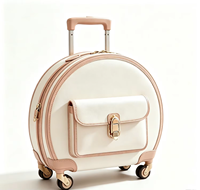 Valise élégante rétro ronde pour femme, en ABS et PU, avec 4 roulettes pivotantes, approuvée par les compagnies aériennes, sac de voyage pour cosmétiques