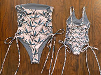 Maillot de bain une pièce sans bretelles pour femme, haute qualité, à rayures et imprimé feuilles tropicales, style hawaïen, sans couture