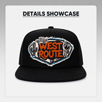 Casquette Snapback Vintage Style Cowboy Noire à Bord Plat avec Patch Franges Western, Réglable, OEM ODM