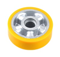 Roue pivotante industrielle de moyenne capacité 100x32mm à double roulement à billes, noyau en aluminium renforcé, polyuréthane jaune, charge 200kg
