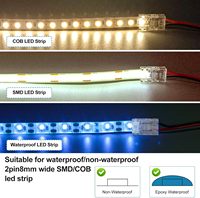 Konektor LED Tape 2Pin 8mm Tanpa Sambungan dan Tanpa Solder untuk Strip LED COB SMD Satu Warna 8mm Tahan Air dan Tidak Tahan Air
