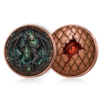 Kerajinan Logam Grosir Koin Tembaga Berwarna 1 oz Koin Logam Relief Koin Phoenix Naga untuk Hadiah Suvenir