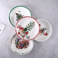 Assiette à soupe de Noël créative de 8 pouces en porcelaine, motif dessin animé, ambiance festive, haute température, écologique, compatible lave-vaisselle, vente en gros