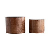 Table basse gigogne élégante sur mesure 2026 en placage de bois, lignes épurées pour salon, chambre à coucher, mobilier moderne pour la maison