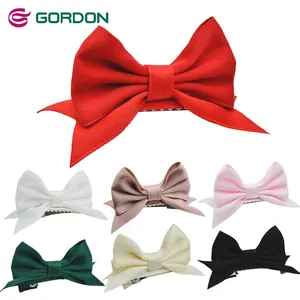 Gordon Ribbons Stock Colors Snail Shape Hair Clip with Alligator Clip Polyester Cotton Like Ribbon Bow For Hair Accessories