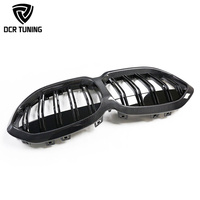 1 pièce/ensemble Grille avant double lamelles noire brillante en fibre de carbone compatible avec BMW Série 1 F40 2019+ Grille avant en carbone