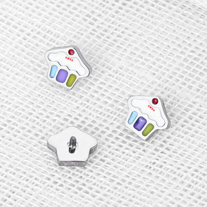 Food Shape <b>Titanium</b> Alloy <b>Stud</b> Earrings White Bezel Setting Gift Jewelry - Product Image 3
