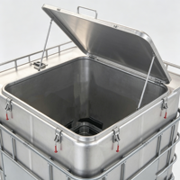 Cuve de stockage personnalisée de 1000 L avec couvercle, certifiée UN, étanchéité fiable, résistante à la corrosion, en acier inoxydable 316