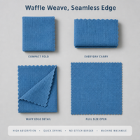 Serviette de nettoyage en microfibre à motif gaufré multi-usages, ultra absorbante, séchage rapide, sans peluches, sans traces, réutilisable, avec bords ondulés