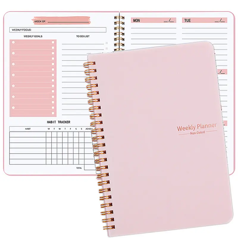 English Agenda Weekly Planner Whole 52 Weeks Self-Discipline Punch Card Book Daily Planner Diary Cross Border Explosion