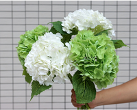 Hortensia artificiel en latex de haute qualité, toucher réel, grande tête, vert et blanc, imperméable, fleur d'intérieur/extérieur, Nouvel An chinois