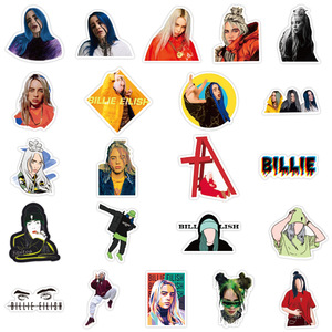 50 pezzi Billie Eilish cantante Star adesivo musicale cattivo ragazzo per ragazza bottiglia bagaglio per computer portatile Skateboard etichette adesivi Graffiti - Product Image 3