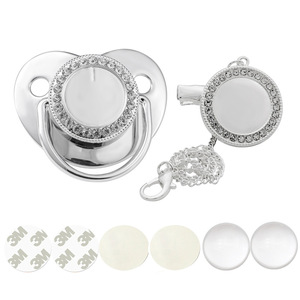 <span class=keywords><strong>Chupete</strong></span> de bebé <span class=keywords><strong>personalizado</strong></span> en blanco con cubiertas de Clips de <span class=keywords><strong>cadena</strong></span> de lujo Bling Zircon silicona maniquí pezón <span class=keywords><strong>mordedor</strong></span> regalo recién nacido - Product Image 3