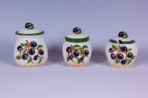 Gốm ô liu mô hình cứu trợ bộ đồ ăn đồ dùng nhà bếp gốm lưu trữ Jar lưu trữ chai - Product Image 4