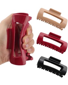 Mini fermagli per capelli in silicone rettangolari a doppio braccio con molla, resistenti, 10,2 cm, per uso quotidiano e casual - Product Image 2