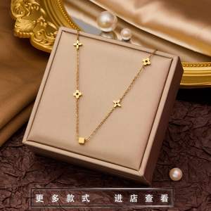 <span class=keywords><strong>Collana</strong></span> alla Moda in Acciaio Inossidabile Placcato Oro 18K <span class=keywords><strong>con</strong></span> Ciondolo a Forma <span class=keywords><strong>di</strong></span> <span class=keywords><strong>Fiocco</strong></span>, Luna e Farfalla - Product Image 5